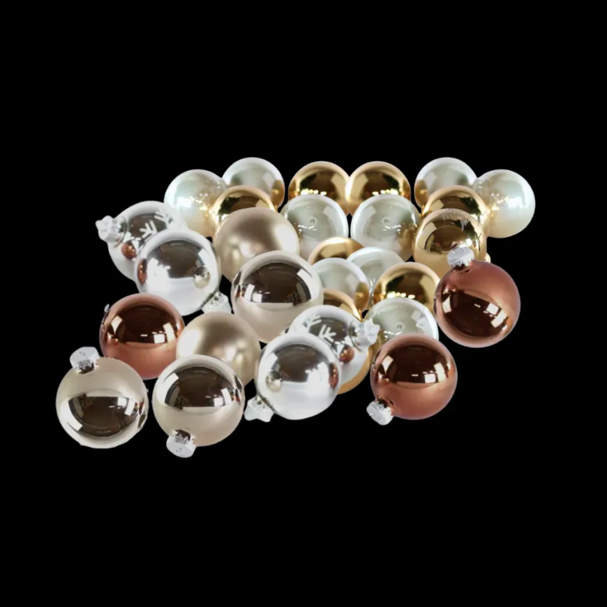 2 Kasser Julekugler i Glas (Ø7cm) (Ø5cm)