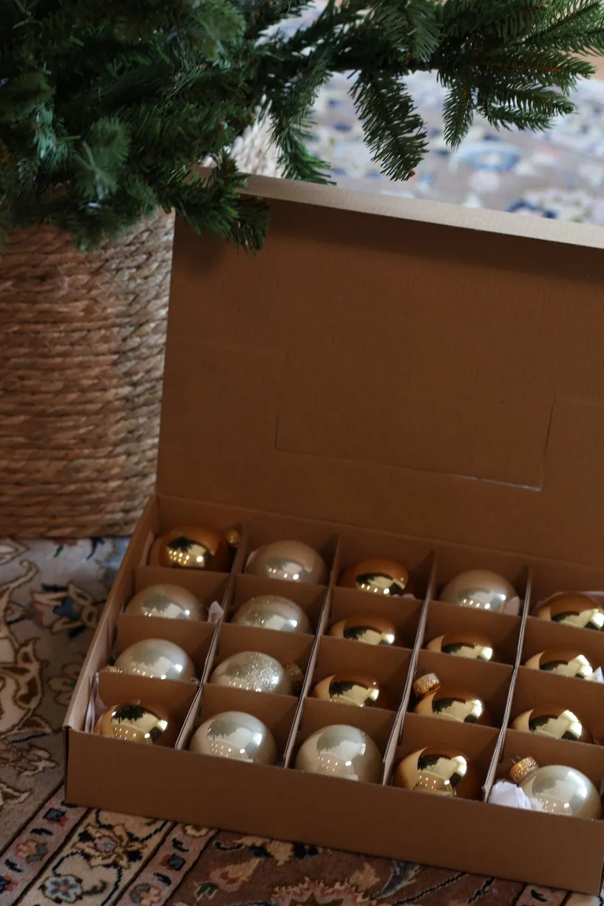 2 Kasser Julekugler i Glas (Ø7cm) (Ø5cm)