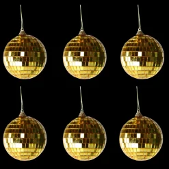6 stk. Diskokugler til Ophæng i Guld (8cm)