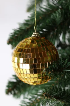 6 stk. Diskokugler til Ophæng i Guld (8cm)