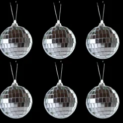 6 stk. Diskokugler til Ophæng Sølv (8cm)