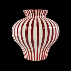 BETSY Vase (Ø 21 x 21cm) Burgandy Stribe
