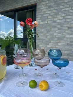 Cocktail Glas AILEEN Blå m. Transparent Stem