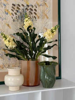 Cylindervase creme m/strib