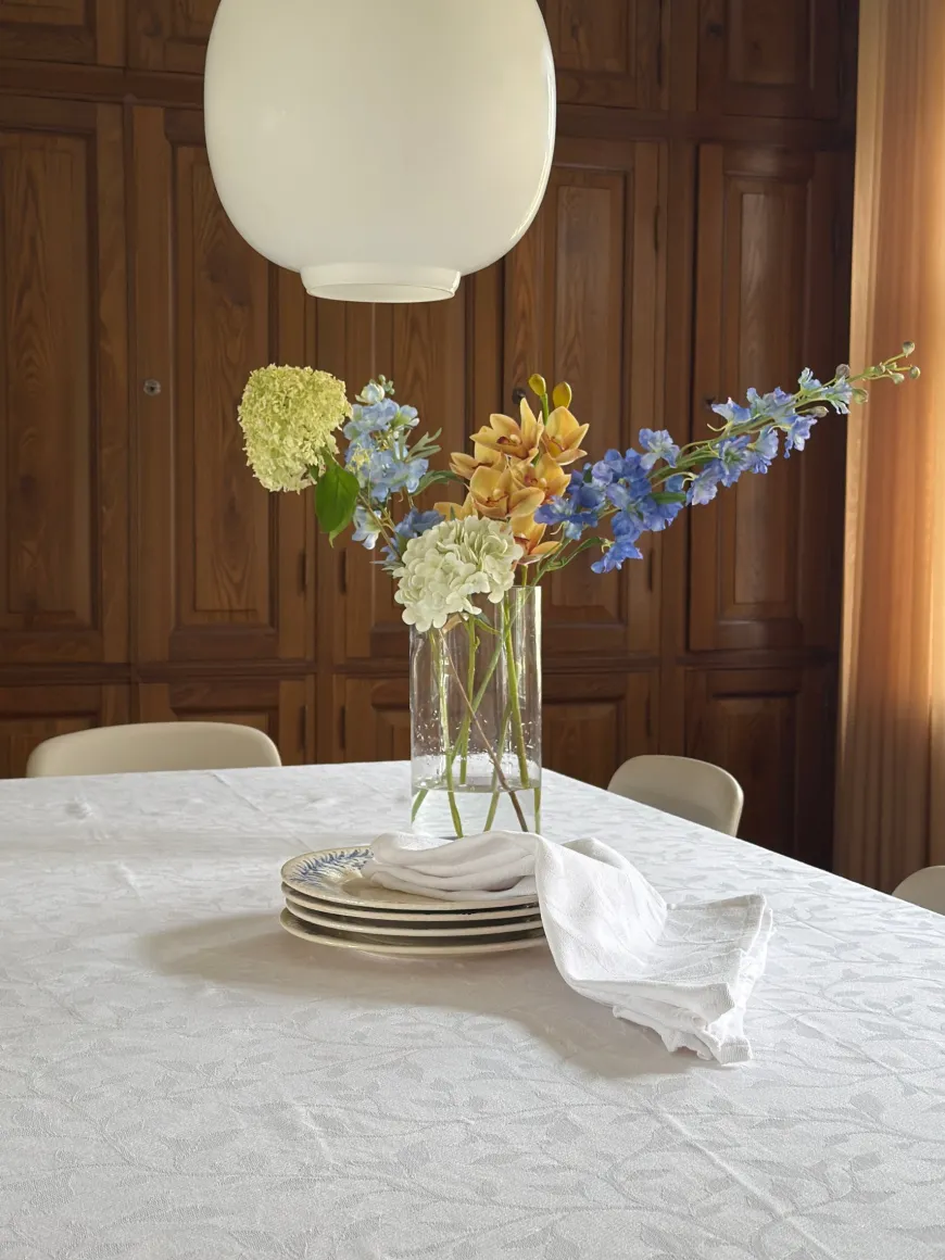 Dug i Jacquard METTE (140x320cm) Hvid