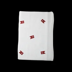 Dug m. Broderet Dansk Flag. (140x320cm) Hvid