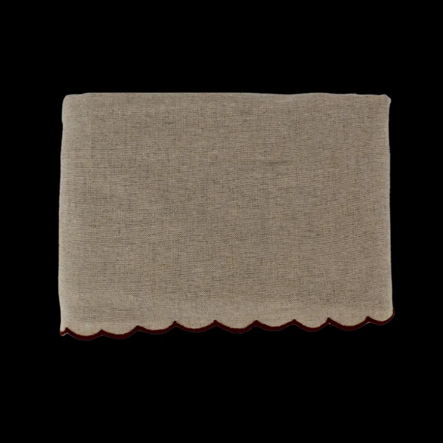 Dug m. Rød Broderi Kant (140x270cm)