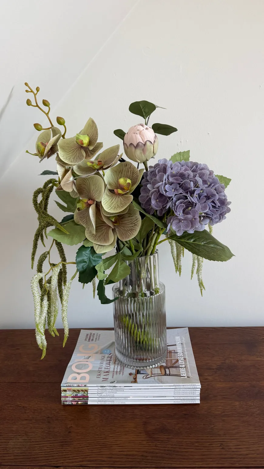 Evighedsbuket Lilla Natur m. Protea og Hortensia