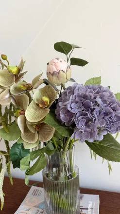 Evighedsbuket Lilla Natur m. Protea og Hortensia