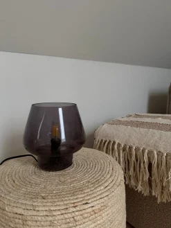 Glas Bordlampe 16,5x 14cm. Smoked