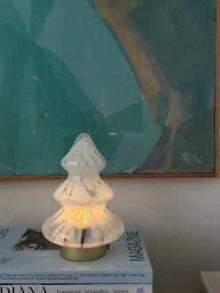 Glas Juletræ m. LED (14x21cm)