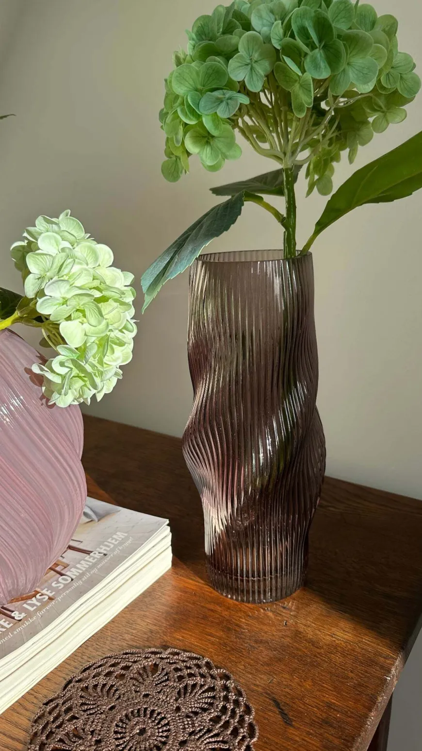 Glas Vase ANJO (H 30cm) Grå