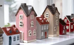 House for T-light, (H17xW8xD7cm) Beige