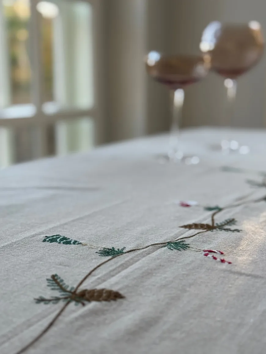 Juledug m Broderi (140x320cm)