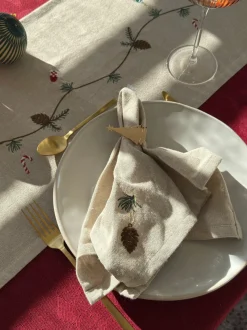 Julemundserviet m Grankogle Broderi (40x40cm)