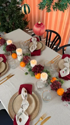 Julemundserviet m Grankogle Broderi (40x40cm)