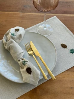 Julemundserviet m Grankogle Broderi (40x40cm)