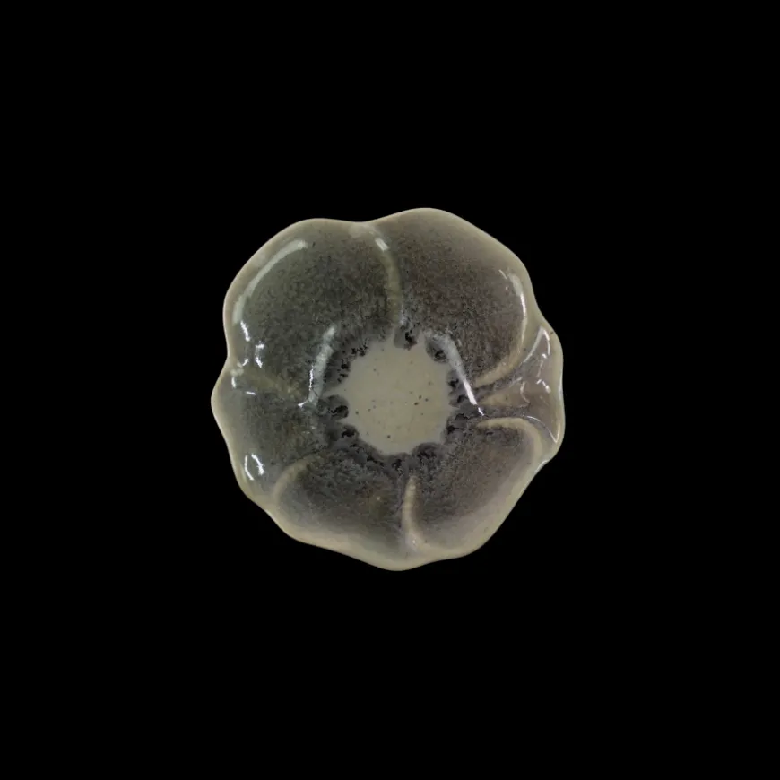 Lille Skål CAHID i Blomst design (10x10x3cm) Creme/Grå