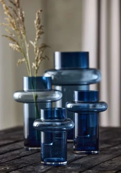Lyngby Tube Vase (H:30cm). Dark Blue