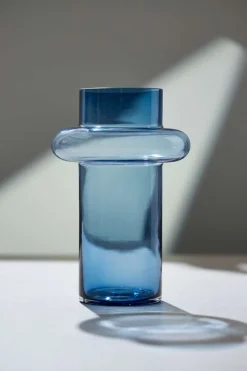 Lyngby Tube Vase (H:30cm). Dark Blue