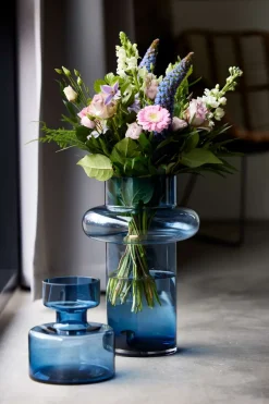 Lyngby Tube Vase (H:30cm). Dark Blue