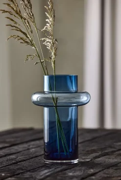 Lyngby Tube Vase (H:30cm). Dark Blue