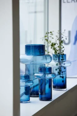 Lyngby Tube Vase (H:30cm). Dark Blue