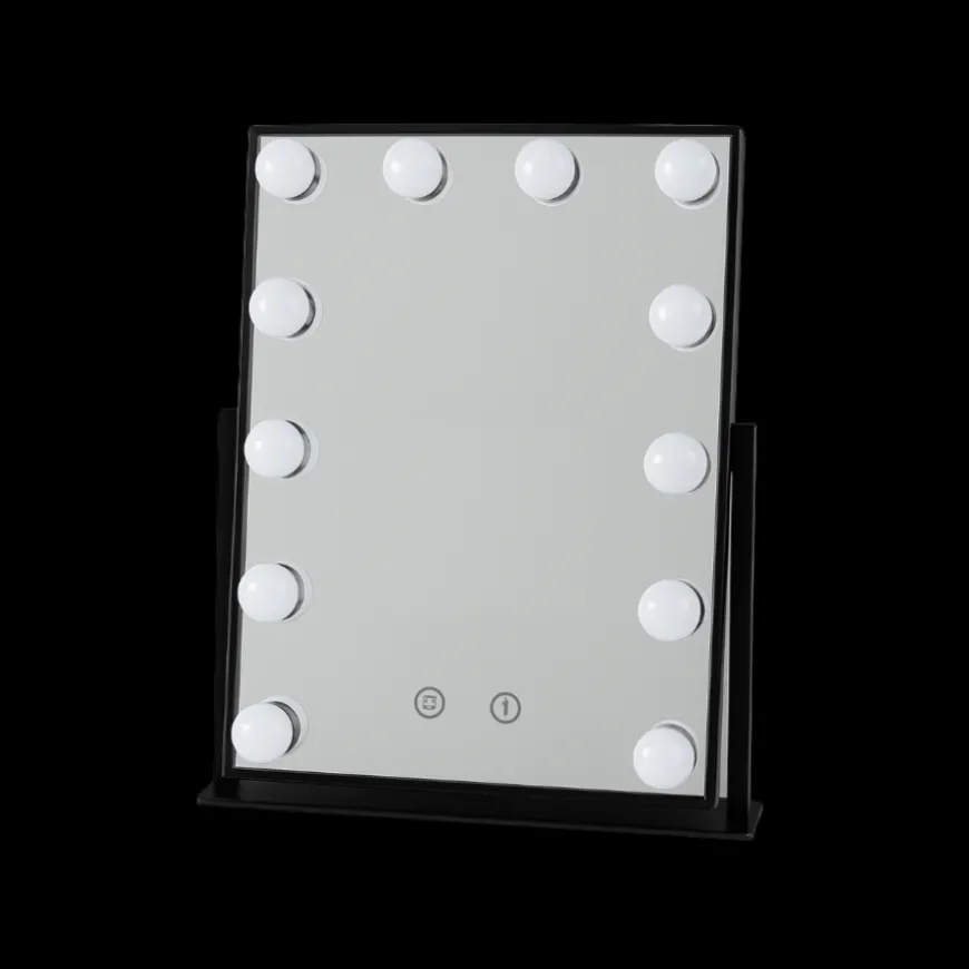 Make up spejl m. 12 pærer ERSELAN (35,5x45) Sort