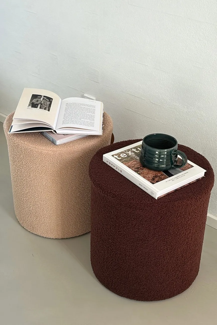 Puf. (Ø36xH:39cm) Brun