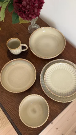 Serverringsskål FALLON (Ø25x6 cm) Reaktiv Beige