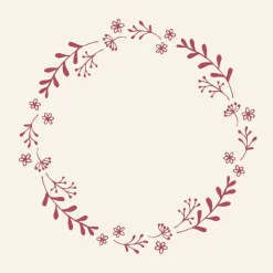 Servietter. w/Red Flower Wreath. 50stk.