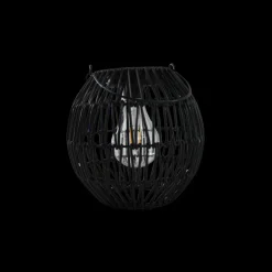 Solar Lampe i Metal og Rattan GABI Sort (19 x 20cm)