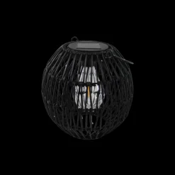 Solar Lampe i Metal og Rattan GABI Sort (19 x 20cm)