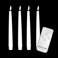 Stagelys m. 3D Flammer og Fjernbetjening. 4stk. 24,5cm. Hvid