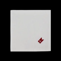 Stofserviet m. Broderet Dansk flag. (40x40cm) Hvid